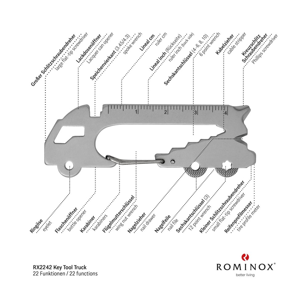 Geschenkartikel: ROMINOX® Key Tool Truck / LKW (22 Funktionen) im Motiv-Mäppchen Frohe Weihnachten