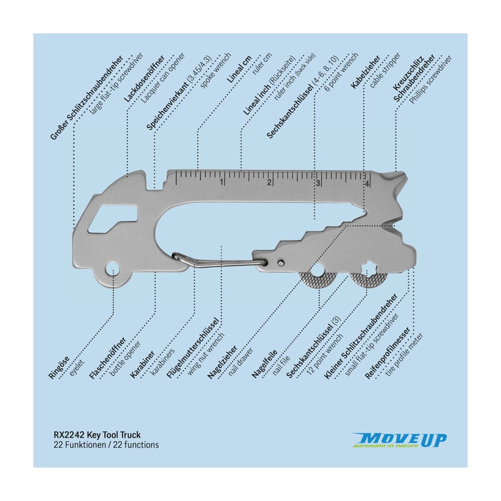 Geschenkartikel: ROMINOX® Key Tool Truck / LKW (22 Funktionen) im Motiv-Mäppchen Frohe Weihnachten