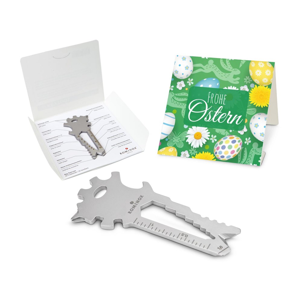 Geschenkartikel: ROMINOX® Key Tool Lion (22 Funktionen) im Motiv-Mäppchen Frohe Ostern