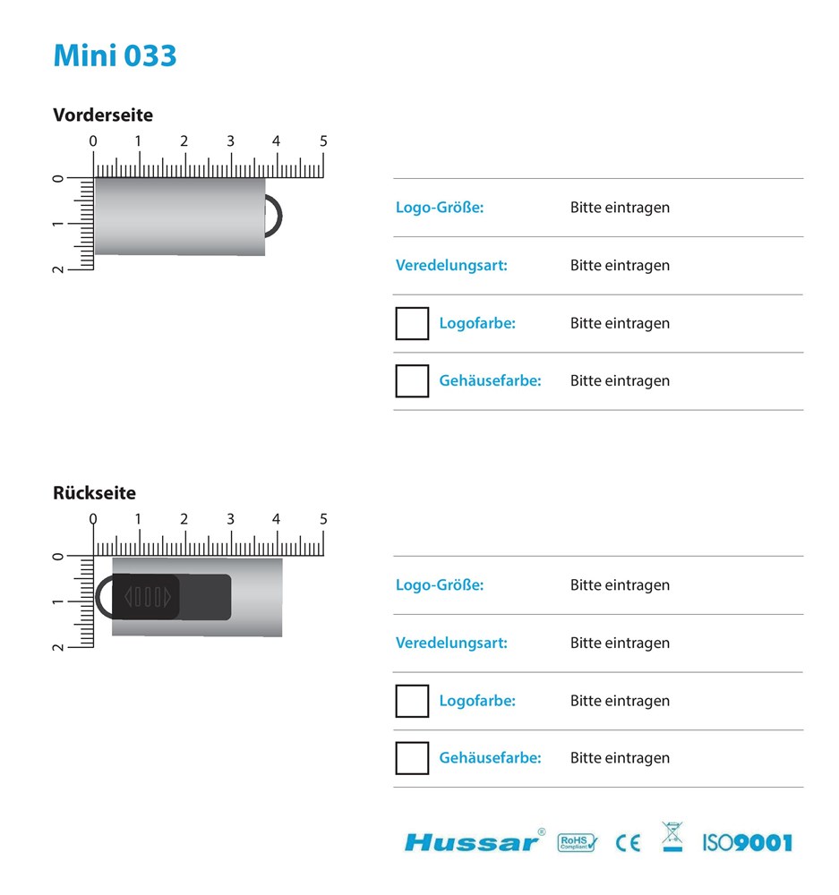 USB-Stick Mini 033 USB 2.0 COB   1 GB SilberSilberUSB 2.0 Flash Disk 1 GB
