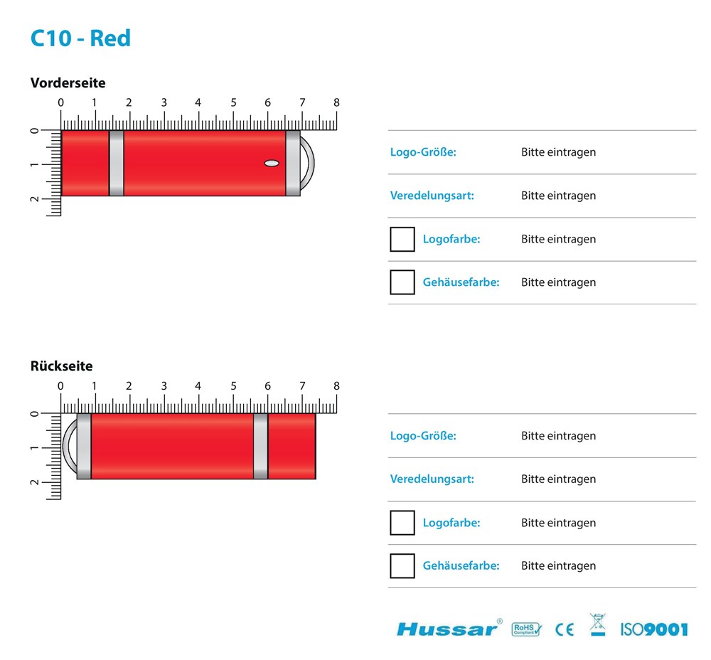 USB-Stick C10 USB 2.0 Flash Disk   4 GB Rot glatt (glänzend)Rot glänzendUSB 2.0 Flash Disk 4 GB